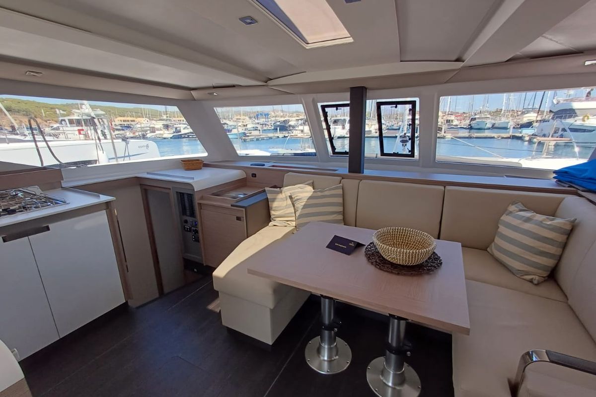 Salon of Emirel, a Fountaine Pajot Isla 40 catamaran at Municipal Unit of Rhodes, Greece