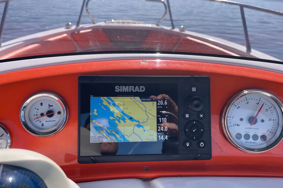 Cockpit of Rancraft RM 19, a Gulet Rancraft RM19 motorboat at Zadar, Croatia