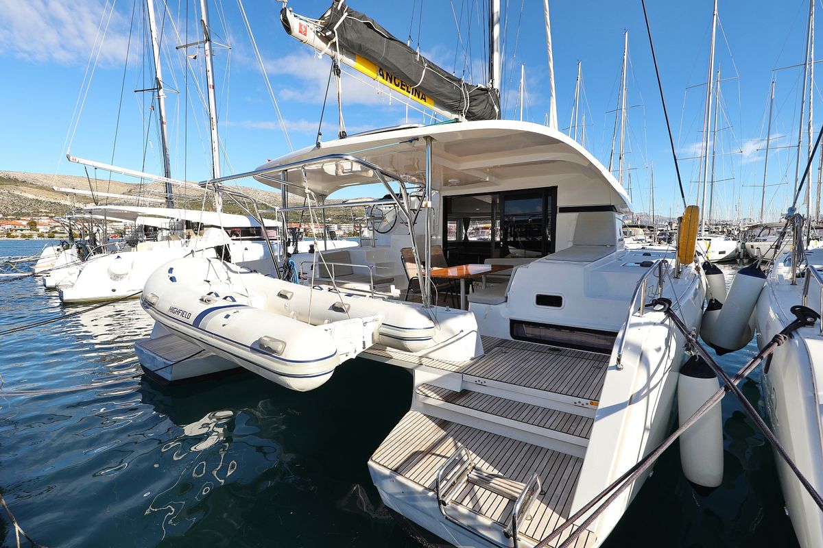 Exterior view of Easy Course, a Lagoon 42 catamaran at Grad Trogir, Croatia