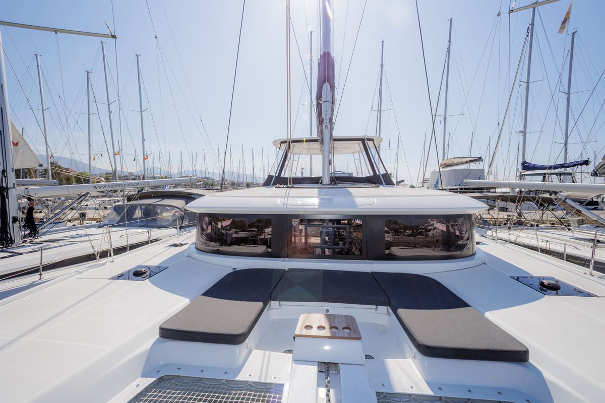 Deck of Iris, a Lagoon 46 catamaran at Athens, Greece