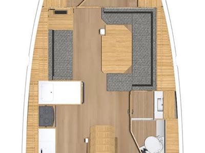 Floor plan of Ulysse 1, a Bavaria C42 sailboat at Marseille, France
