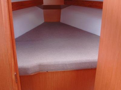 Cabin on Kleeia, a Bavaria Cruiser 33 sailboat at Olbia, Italy