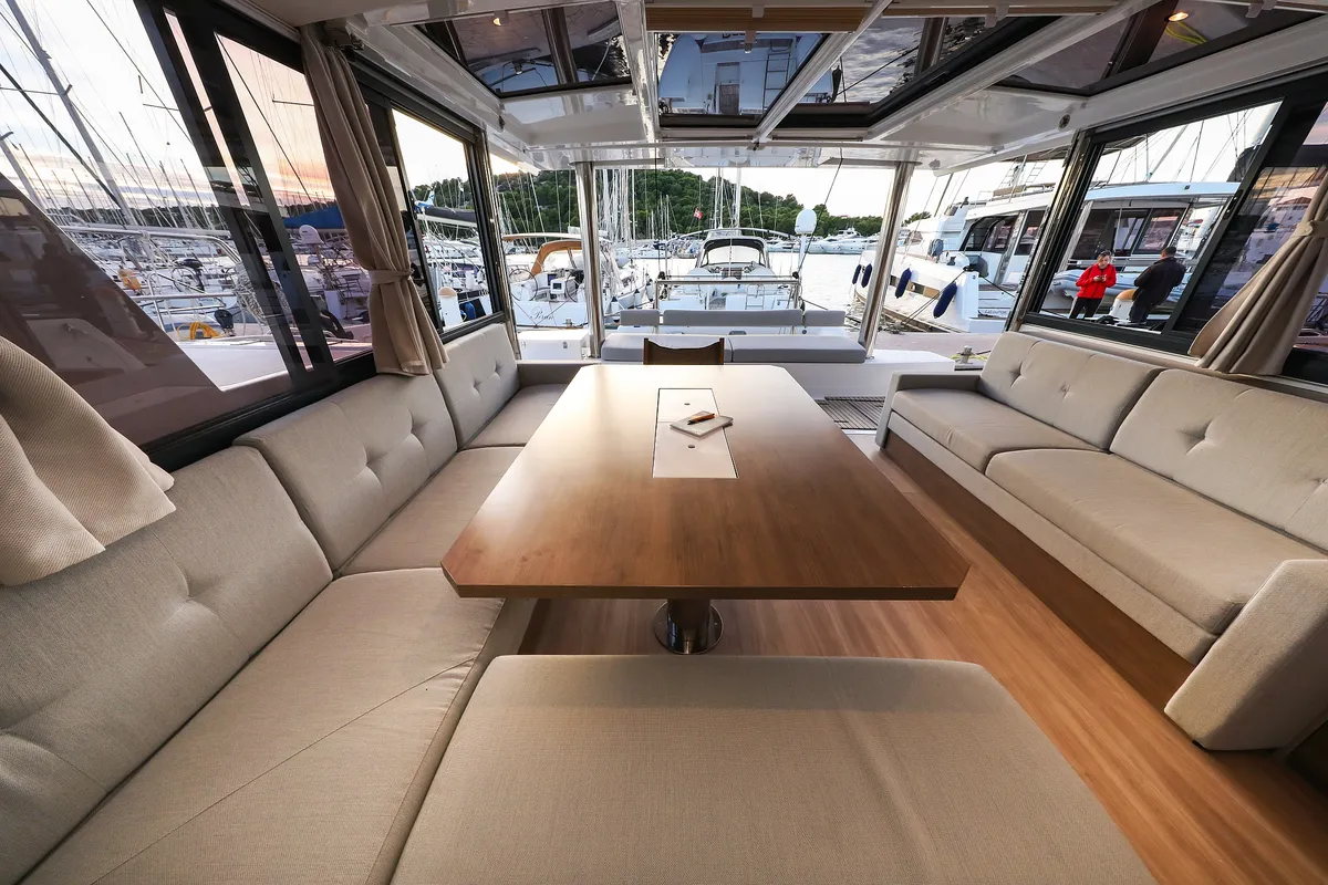 Salon of Carpe Diem, a Bali 4.8 catamaran at Grad Trogir, Croatia