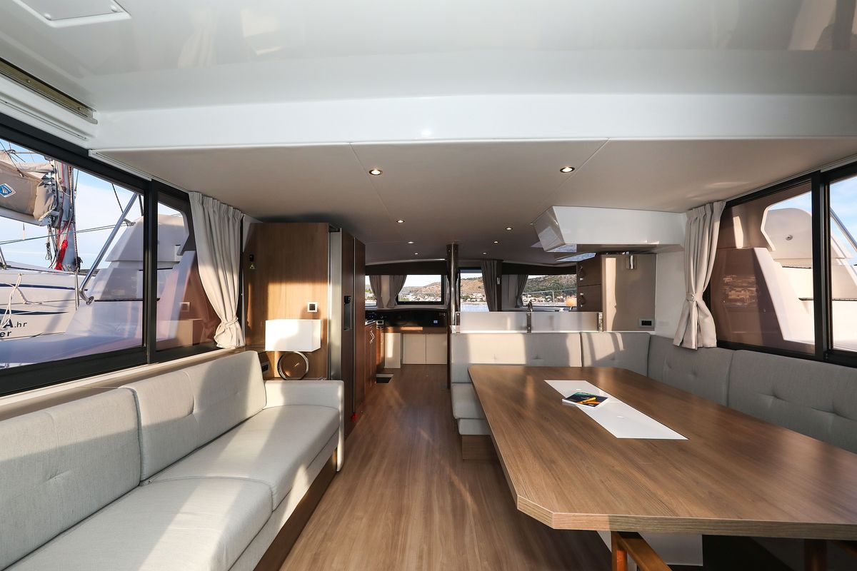 Salon of Carpe Diem, a Bali 4.8 catamaran at Grad Trogir, Croatia