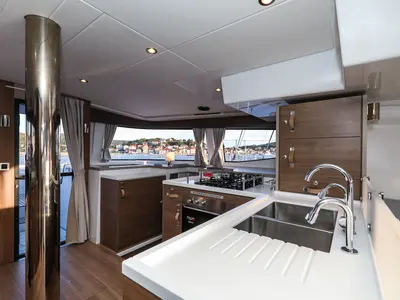 Galley of Carpe Diem, a Bali 4.8 catamaran at Grad Trogir, Croatia