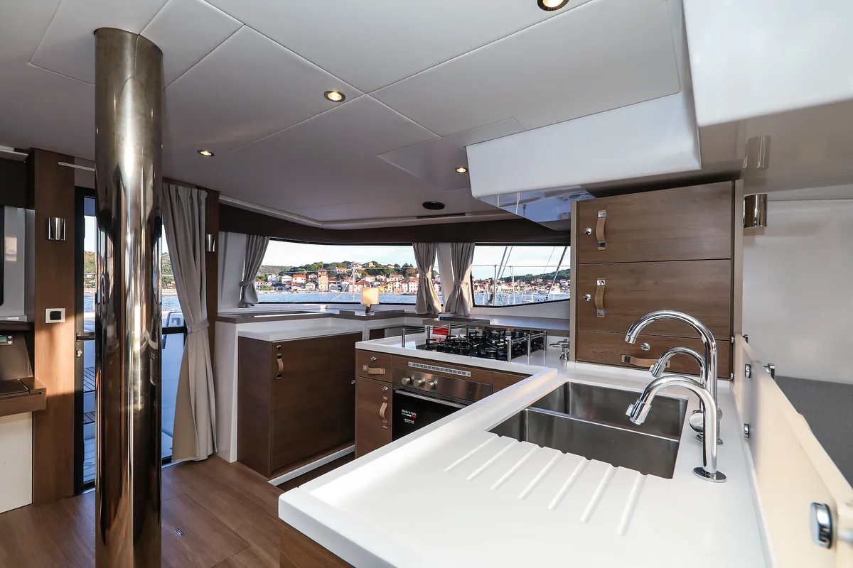 Galley of Carpe Diem, a Bali 4.8 catamaran at Grad Trogir, Croatia