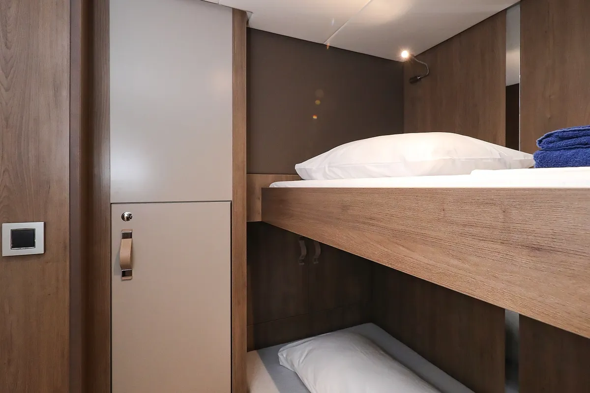 Cabin on Carpe Diem, a Bali 4.8 catamaran at Grad Trogir, Croatia