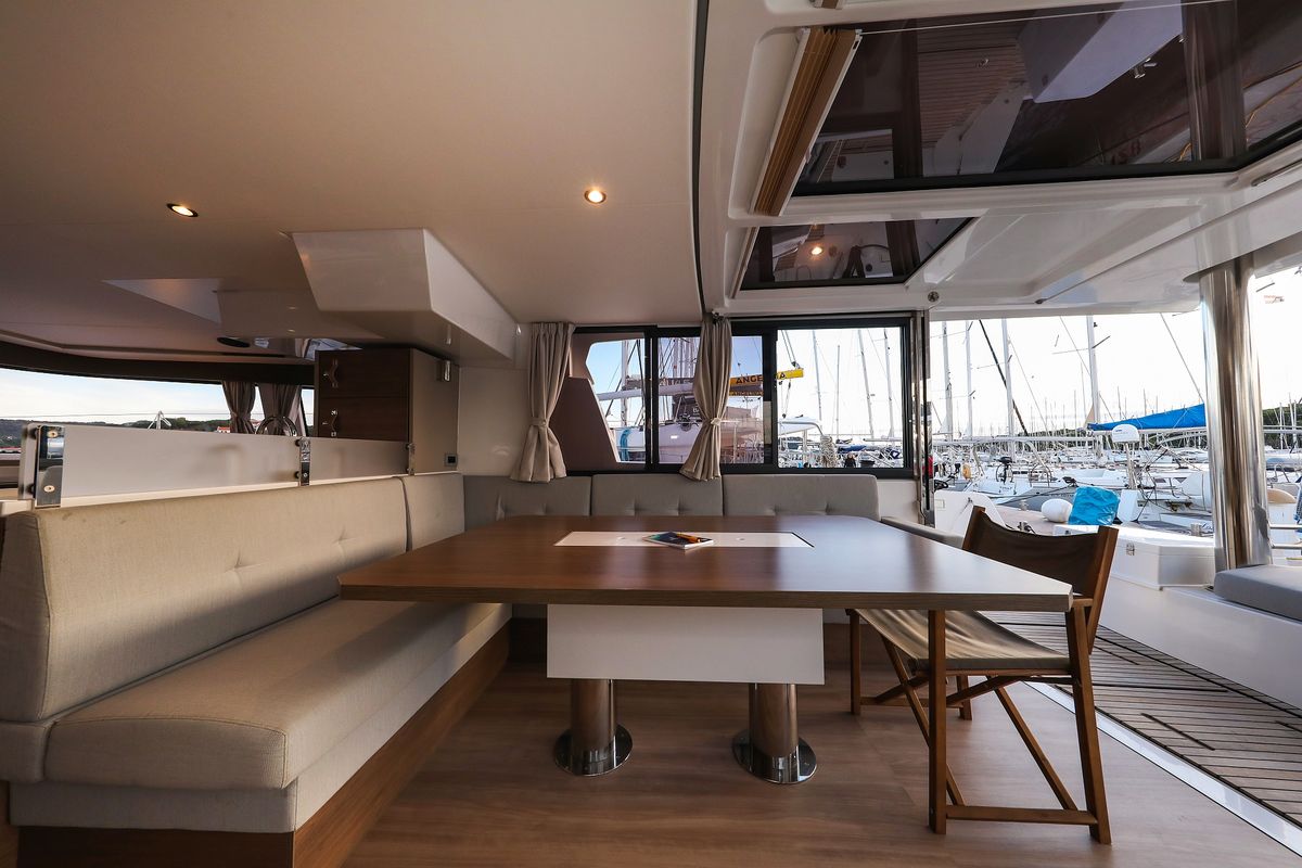 Salon of Carpe Diem, a Bali 4.8 catamaran at Grad Trogir, Croatia