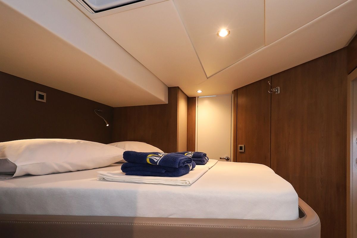 Cabin on Carpe Diem, a Bali 4.8 catamaran at Grad Trogir, Croatia