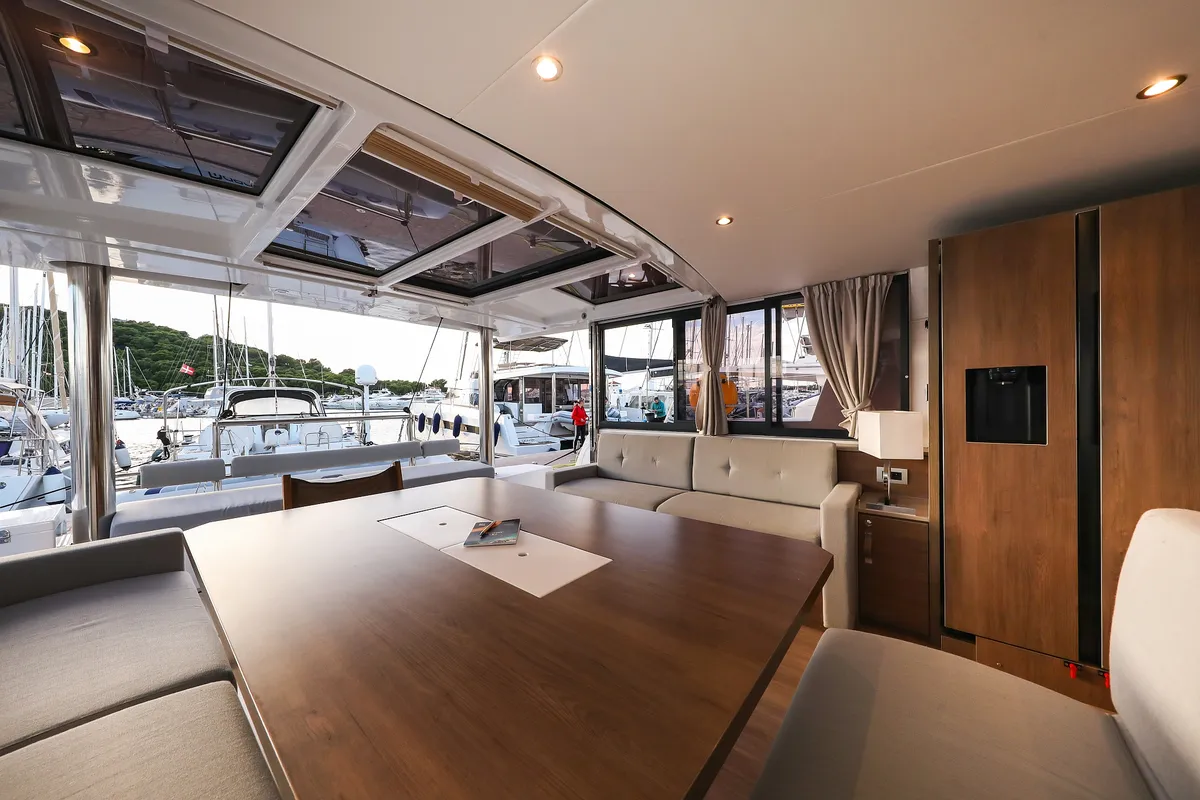 Salon of Carpe Diem, a Bali 4.8 catamaran at Grad Trogir, Croatia