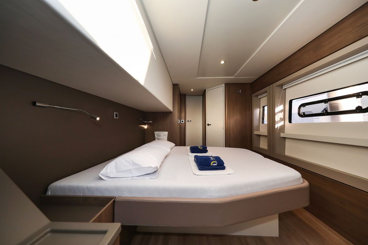 Cabin on Carpe Diem, a Bali 4.8 catamaran at Grad Trogir, Croatia