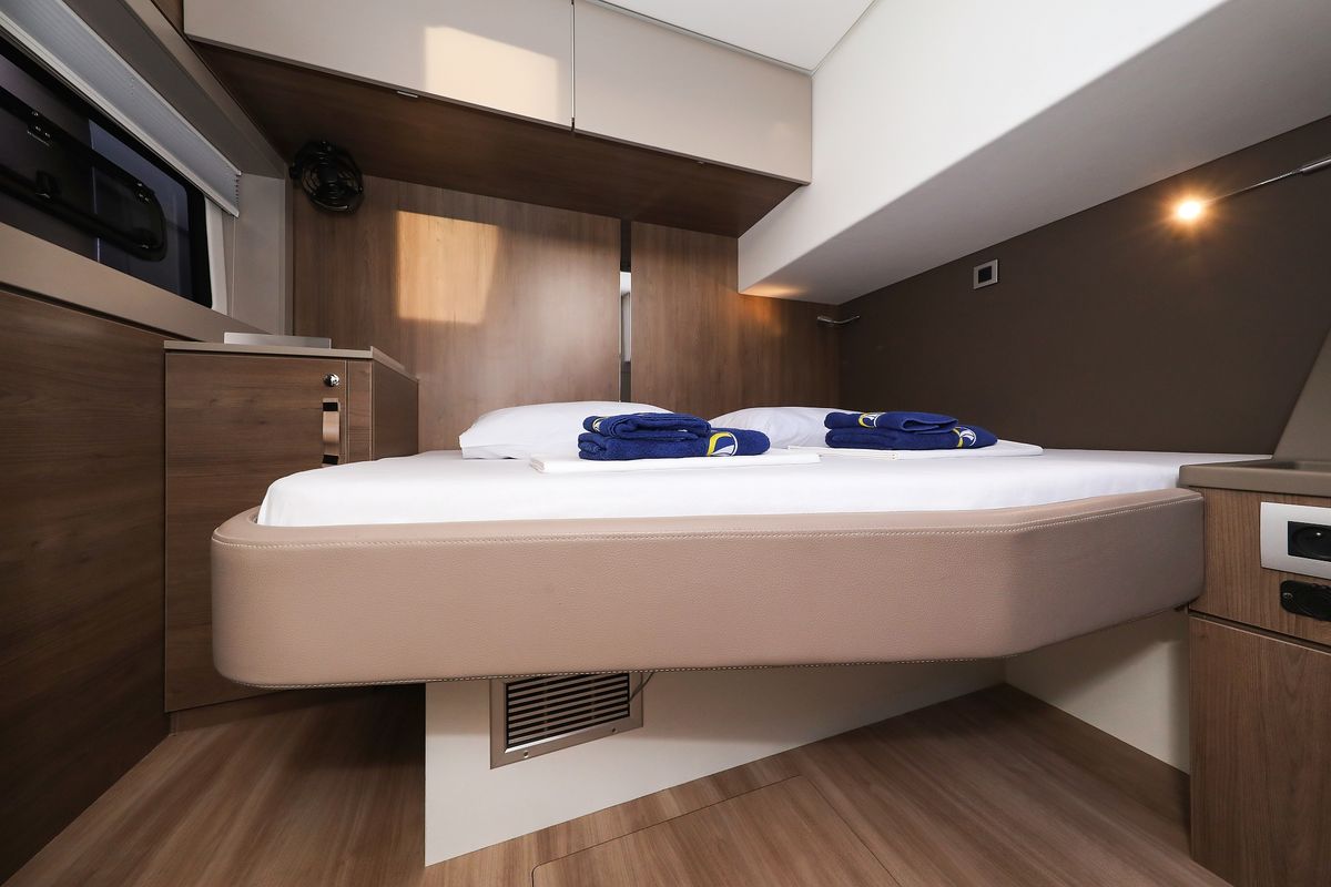 Cabin on Carpe Diem, a Bali 4.8 catamaran at Grad Trogir, Croatia