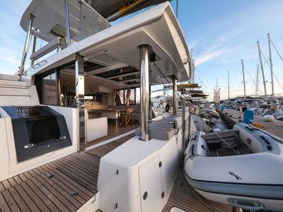 Deck of Carpe Diem, a Bali 4.8 catamaran at Grad Trogir, Croatia