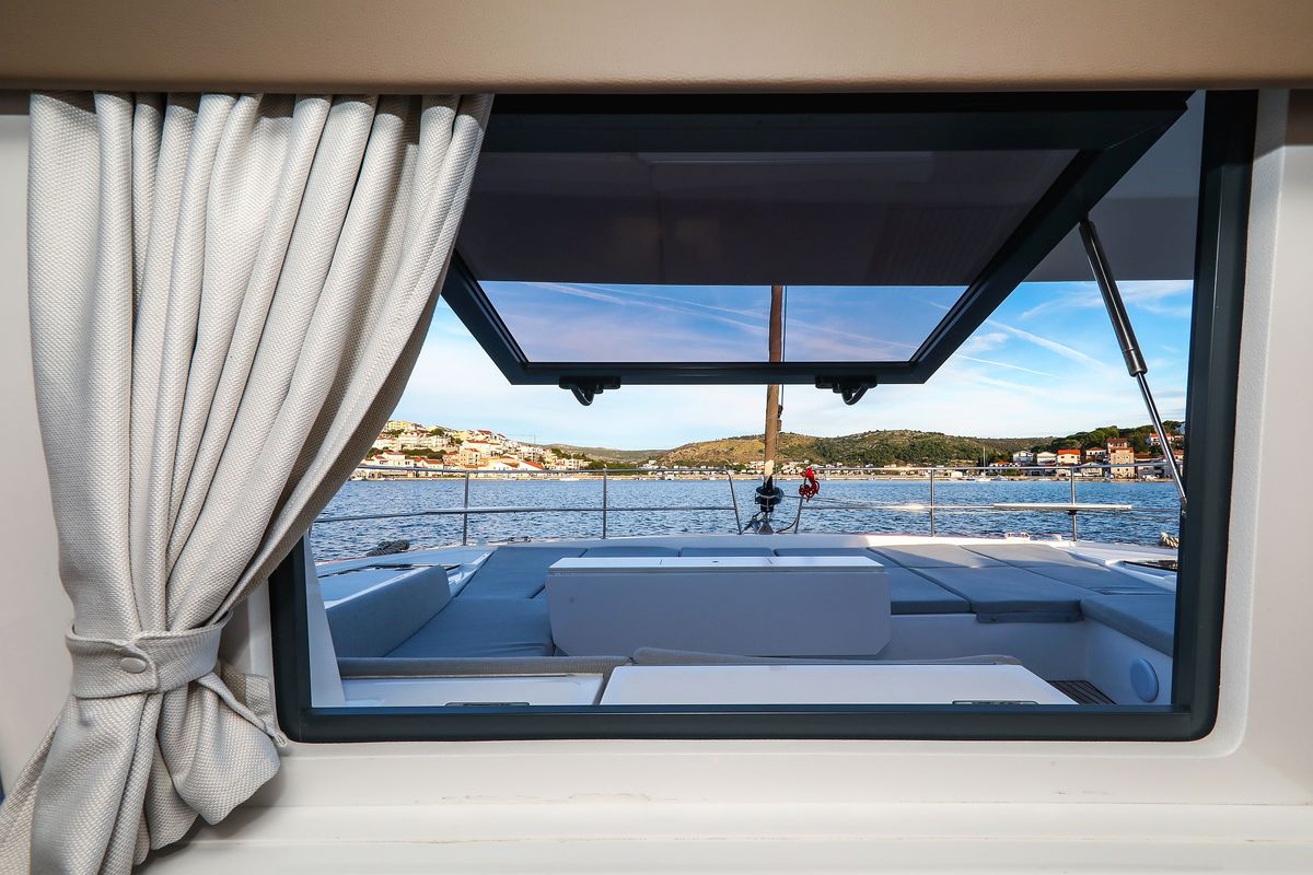 Salon of Carpe Diem, a Bali 4.8 catamaran at Grad Trogir, Croatia
