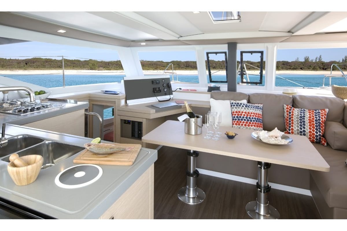 Galley of Comfort, a Fountaine Pajot Lucia 40 catamaran at Grimaud, France