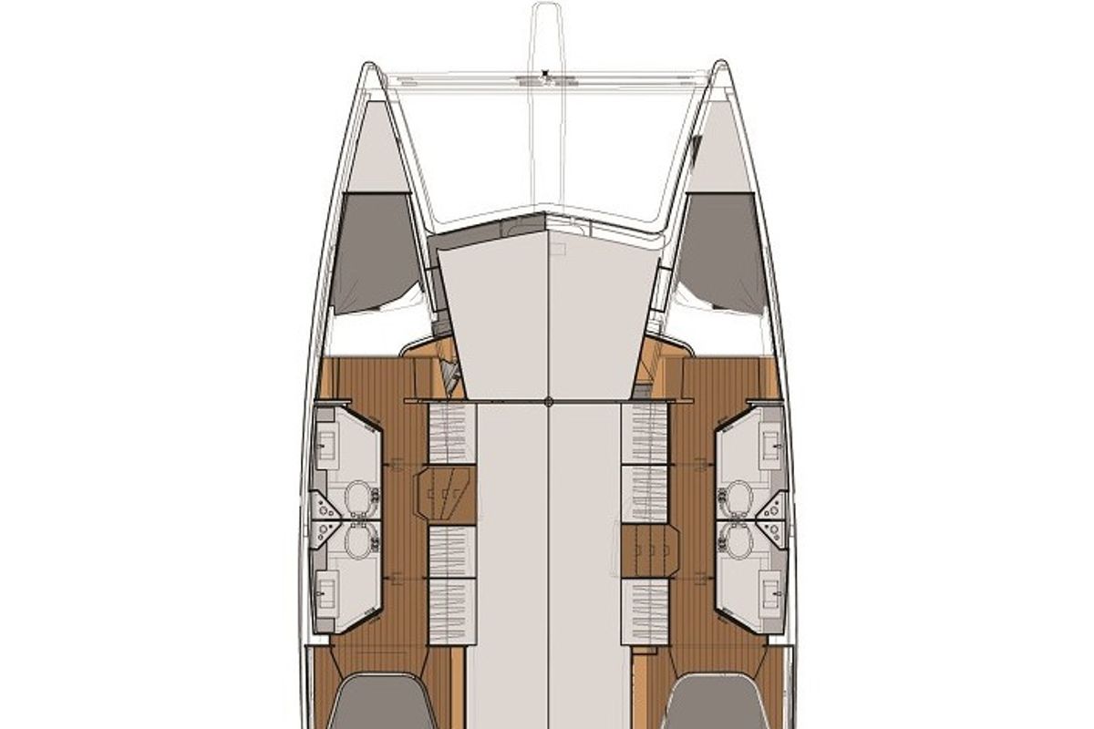 Floor plan of Comfort, a Fountaine Pajot Lucia 40 catamaran at Grimaud, France