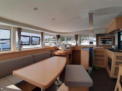 Salon of Thai Thunder, a Lagoon 42 catamaran at Mai Khao, Thailand