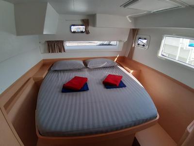Cabin on Thai Thunder, a Lagoon 42 catamaran at Mai Khao, Thailand