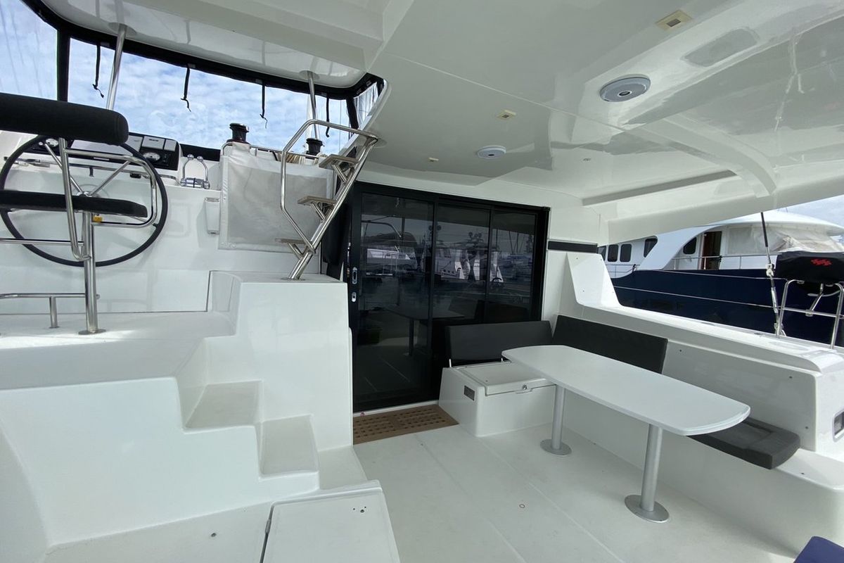 Deck of Thai Thunder, a Lagoon 42 catamaran at Mai Khao, Thailand