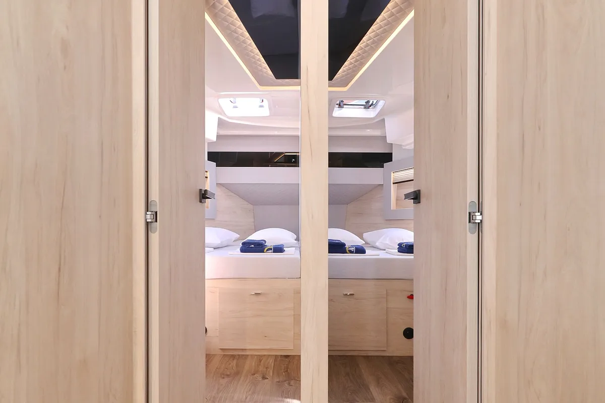 Cabin on Good Time, a Cobra Yachts Seamaster 45 yacht at Grad Vodice, Croatia