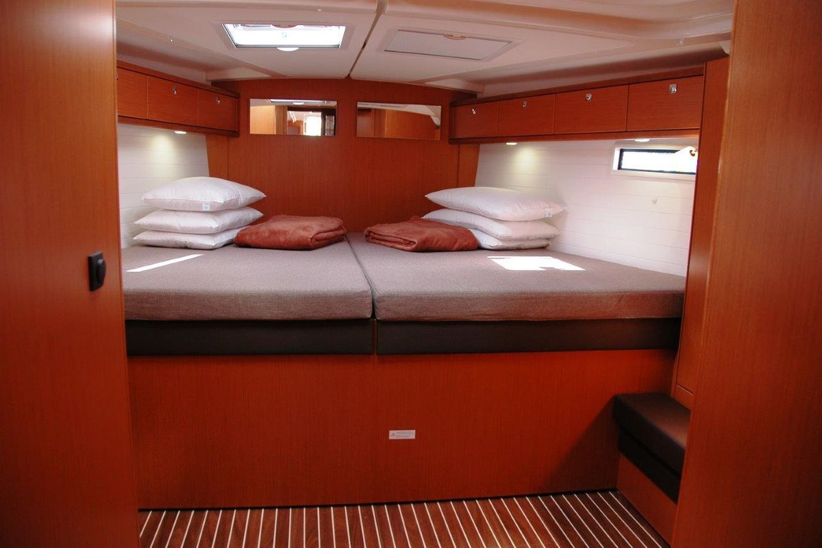 Cabin on Zedaron, a Bavaria Cruiser 51 sailboat at Olbia, Italy
