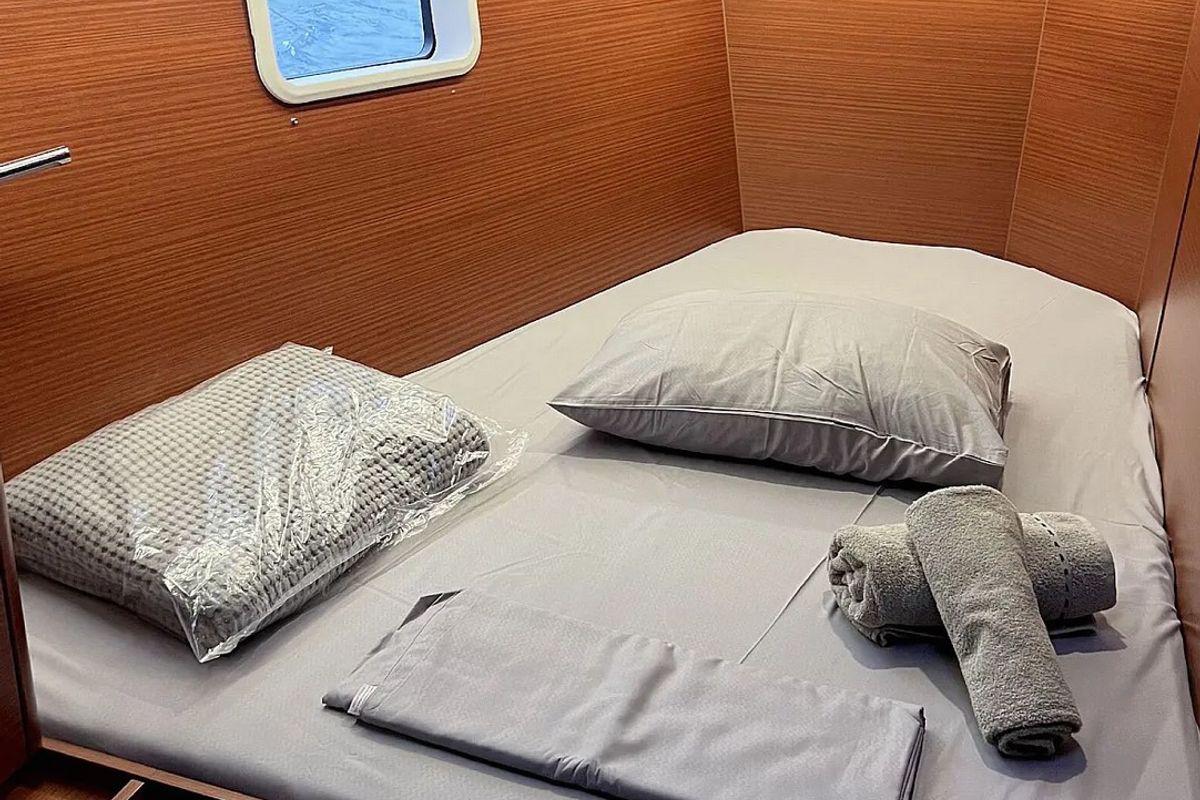 Cabin on Neraida, a Hanse Yachts Hanse 508 sailboat at Municipal Unit of Lefkada, Greece