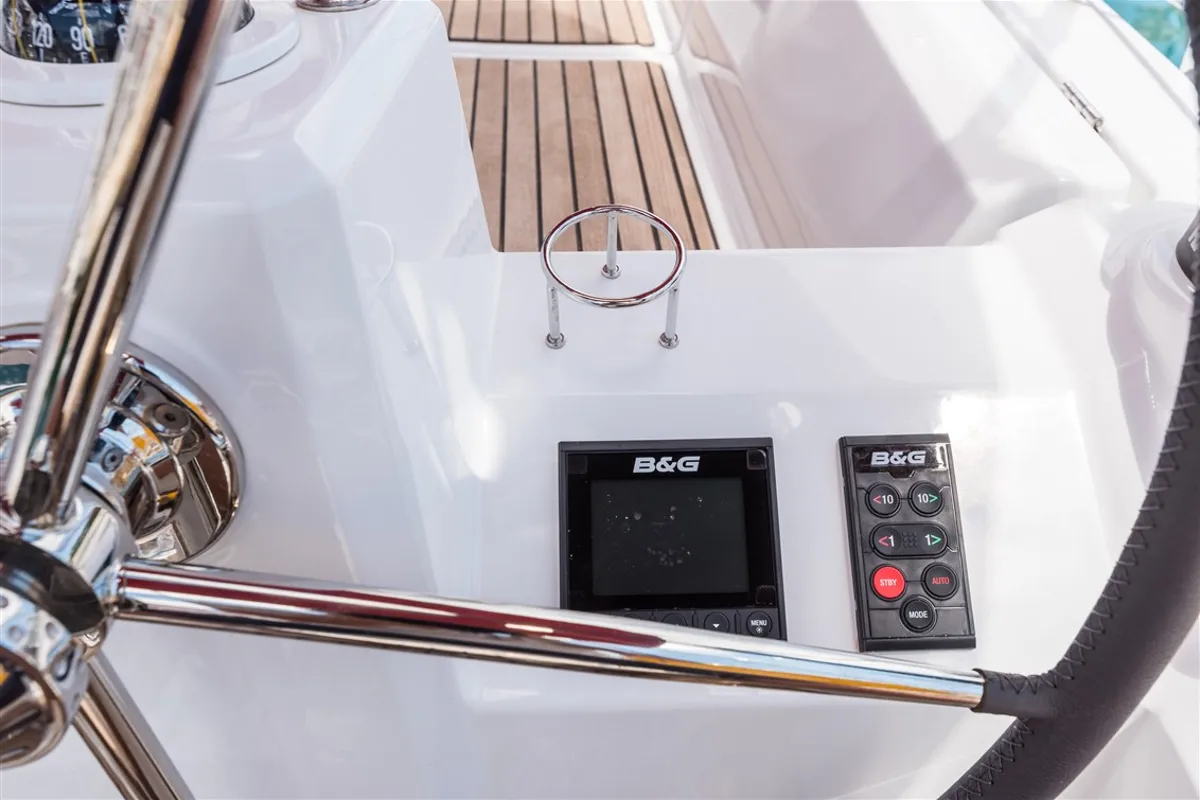 Cockpit of Bela, a Beneteau Oceanis 35.1 sailboat at Split, Croatia