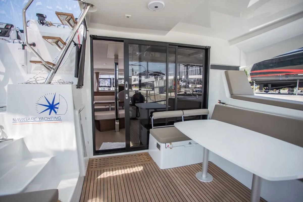 Deck of Ariel 3, a Lagoon 42 catamaran at Baan Salak Phet, Thailand