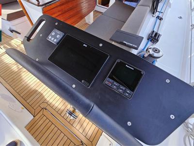 Cockpit of Dunya, a Dufour 41 sailboat at Općina Rogoznica, Croatia