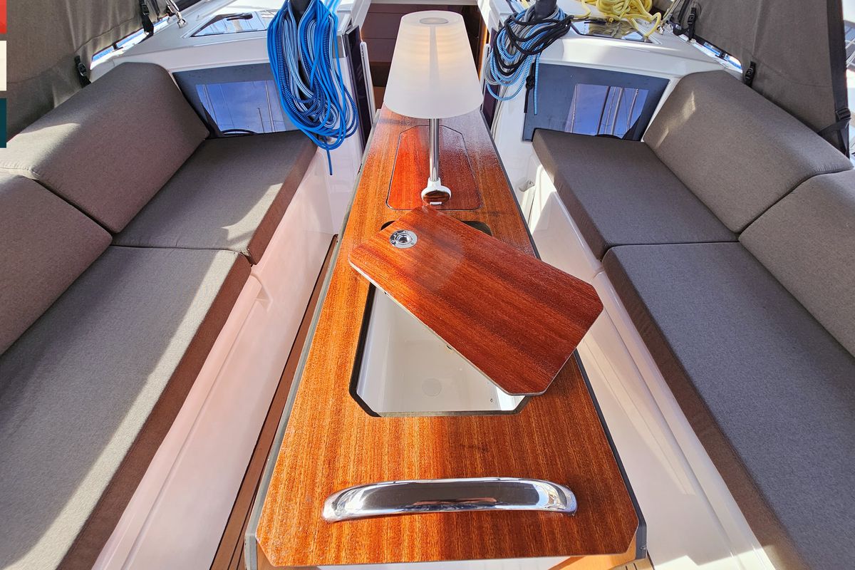 Deck of Dunya, a Dufour 41 sailboat at Općina Rogoznica, Croatia