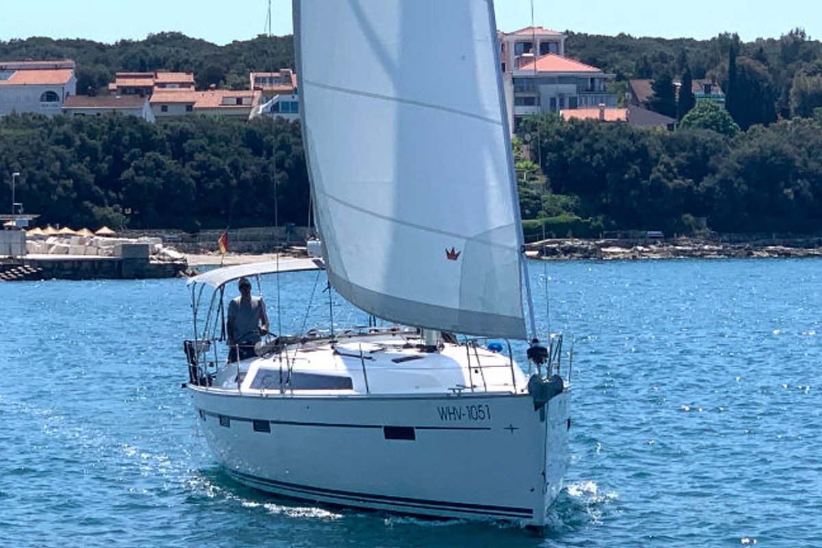 Exterior view of Raven, a Bavaria Cruiser 41 sailboat at Grad Pula, Croatia