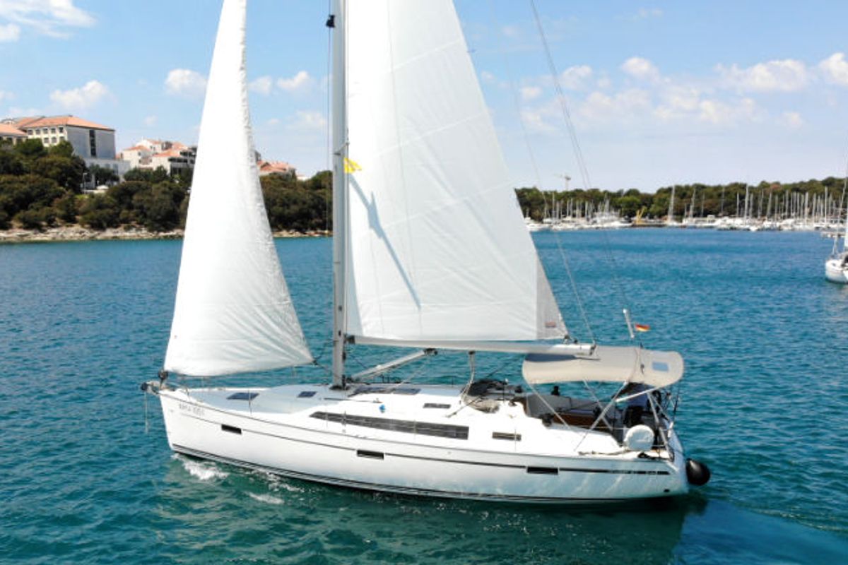 Exterior view of Raven, a Bavaria Cruiser 41 sailboat at Grad Pula, Croatia
