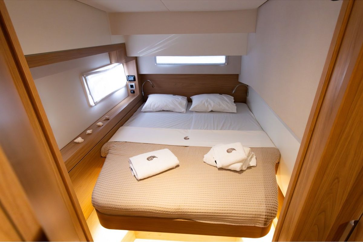Cabin on Sofia II, a Bali 4.2 catamaran at Preveza, Greece