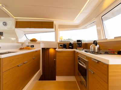 Galley of Sofia II, a Bali 4.2 catamaran at Preveza, Greece