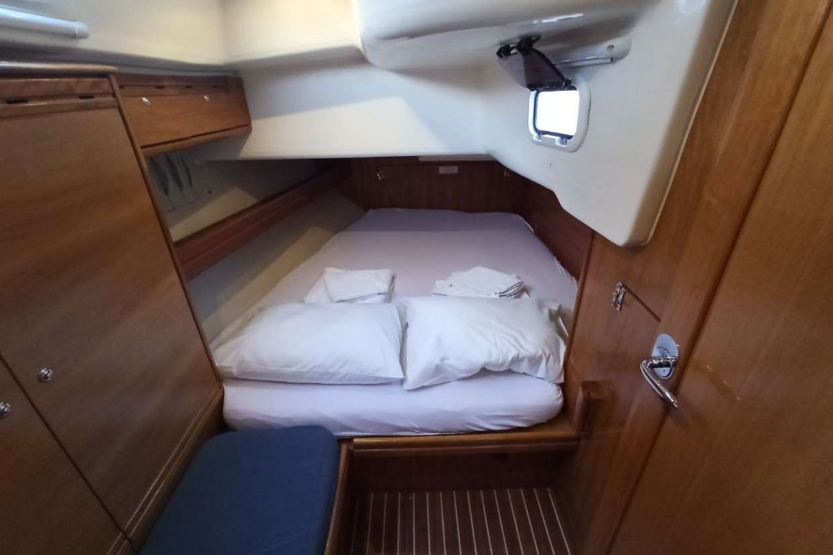 Cabin on Lila, a Bavaria 46 Cruiser sailboat at Zakynthos, Greece
