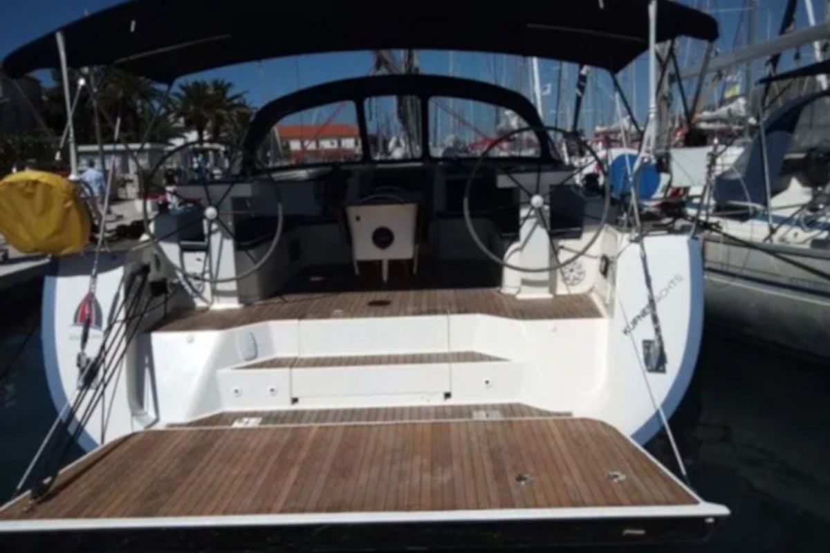 Exterior view of DINGAČ, a D&D Kufner 50 sailboat at Punat, Croatia