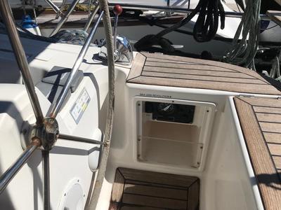 Cockpit of Alboran XXVI Piñacolada, a Elan Impression 434 sailboat at es Jonquet, Spain