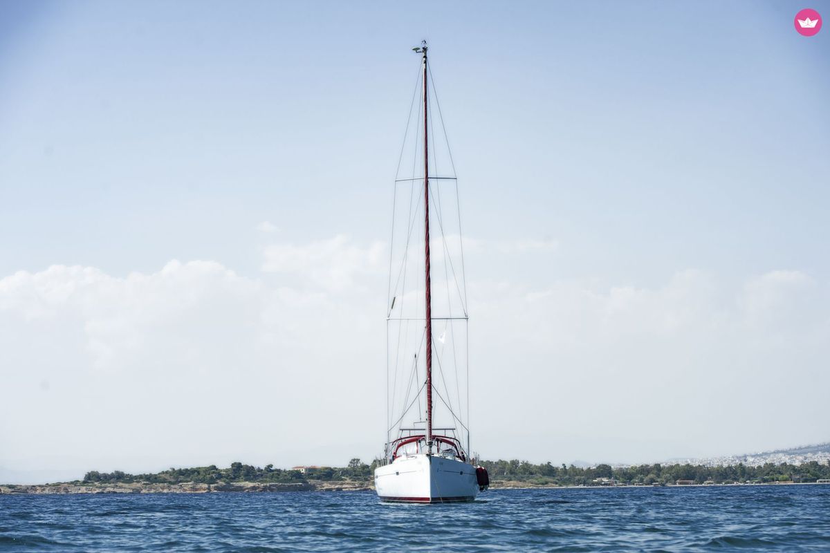 Exterior view of IRIDA, a Beneteau Oceanis 473 sailboat at Marina Delta Kallithea, Greece