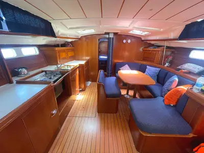 Galley of IRIDA, a Beneteau Oceanis 473 sailboat at Marina Delta Kallithea, Greece