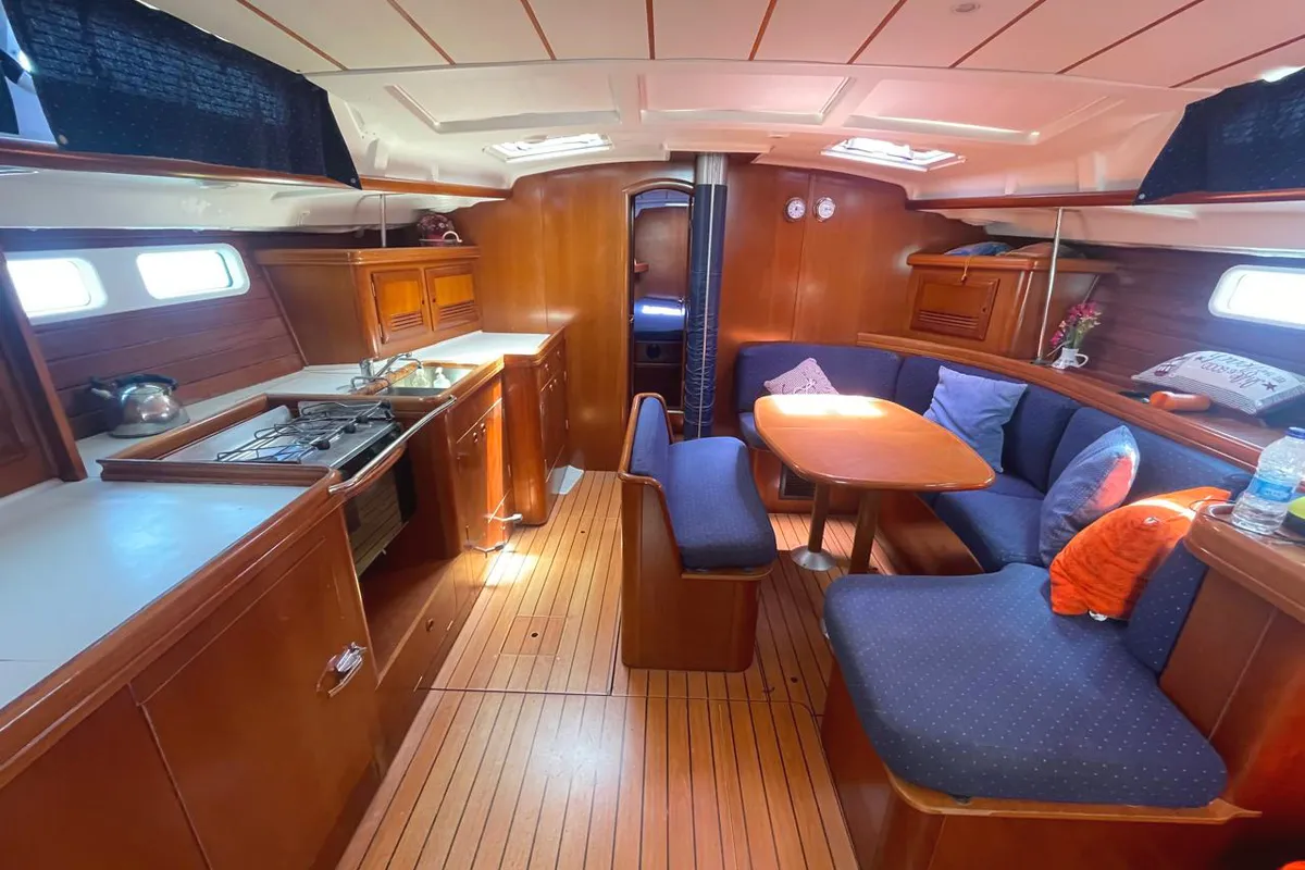 Galley of IRIDA, a Beneteau Oceanis 473 sailboat at Marina Delta Kallithea, Greece