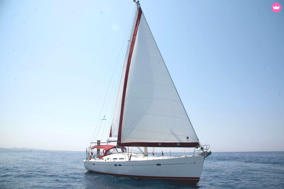 Exterior view of IRIDA, a Beneteau Oceanis 473 sailboat at Marina Delta Kallithea, Greece