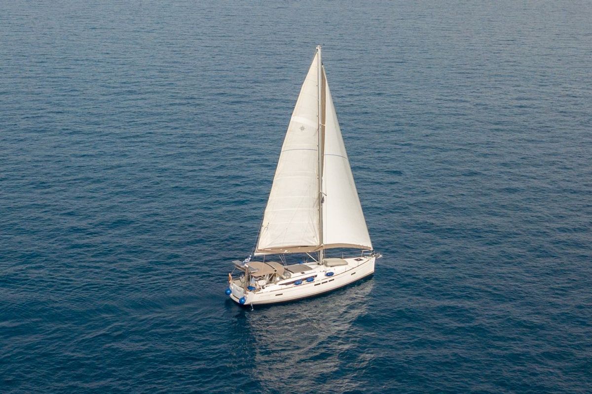 Exterior view of Promise, a Jeanneau Sun Odyssey 509 sailboat at Athens, Greece