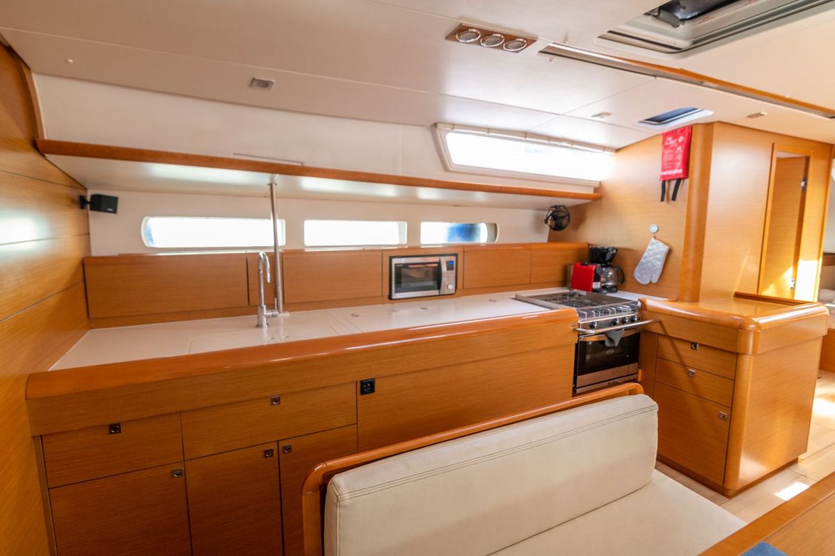 Galley of Promise, a Jeanneau Sun Odyssey 509 sailboat at Athens, Greece