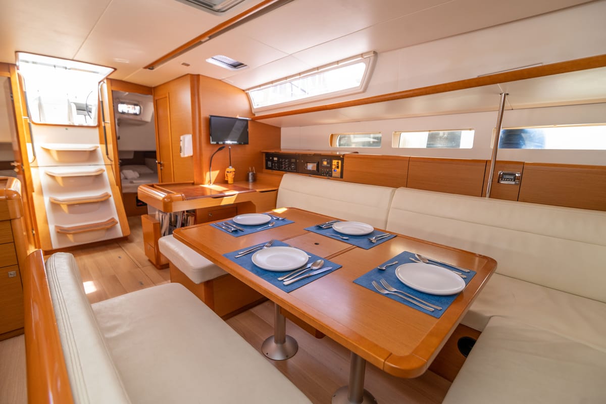 Salon of Promise, a Jeanneau Sun Odyssey 509 sailboat at Athens, Greece