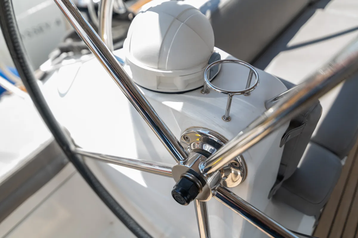 Cockpit of Promise, a Jeanneau Sun Odyssey 509 sailboat at Athens, Greece