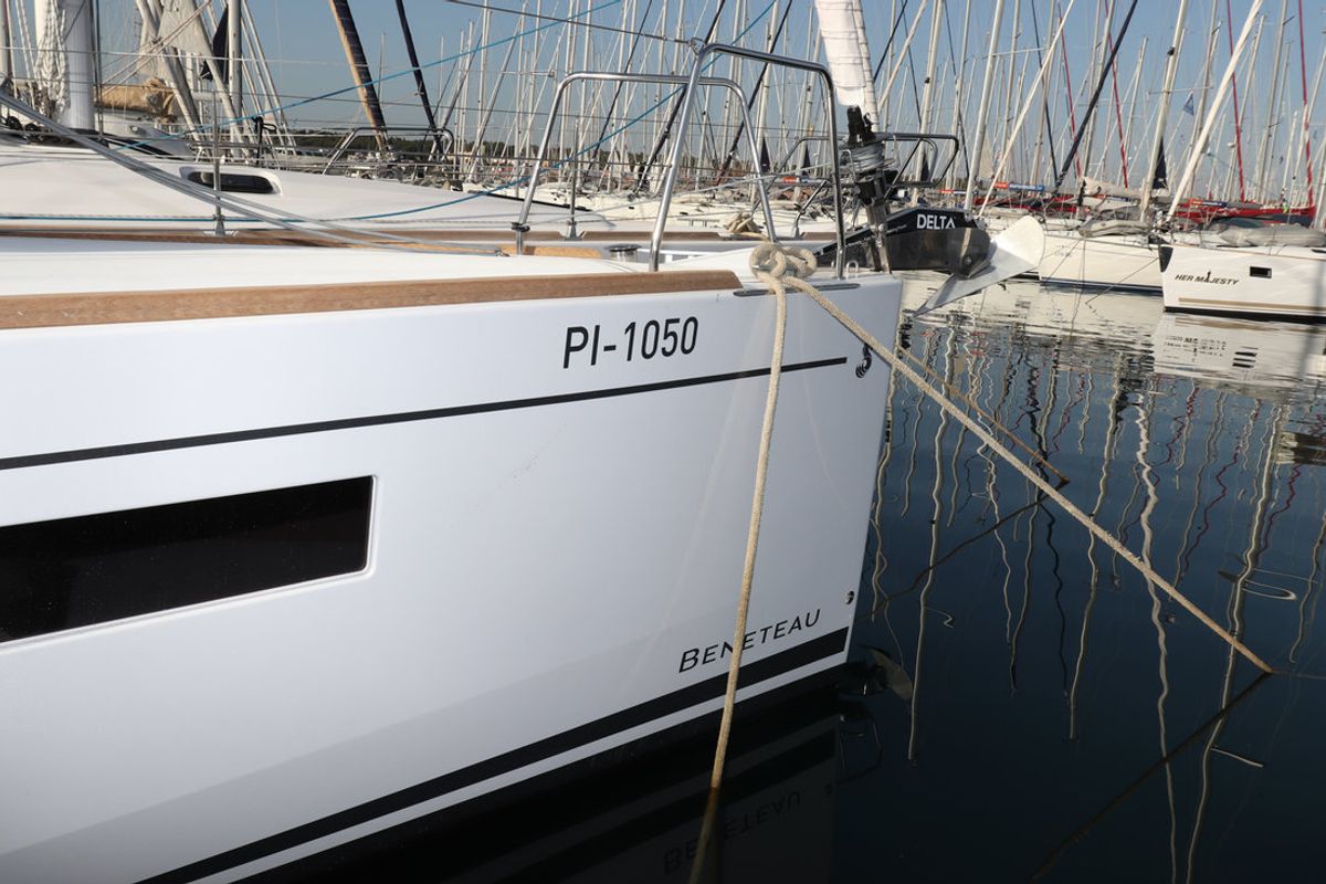 Exterior view of Dama, a Beneteau Oceanis 38.1 sailboat at Grad Biograd na Moru, Croatia