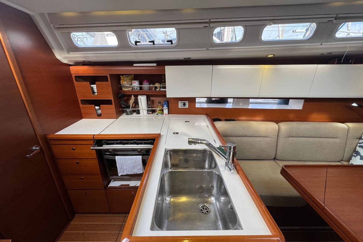 Galley of Placebo, a Cantiere Del Pardo (Grand Soleil) Grand Soleil 39 sailboat at La Rochelle, France