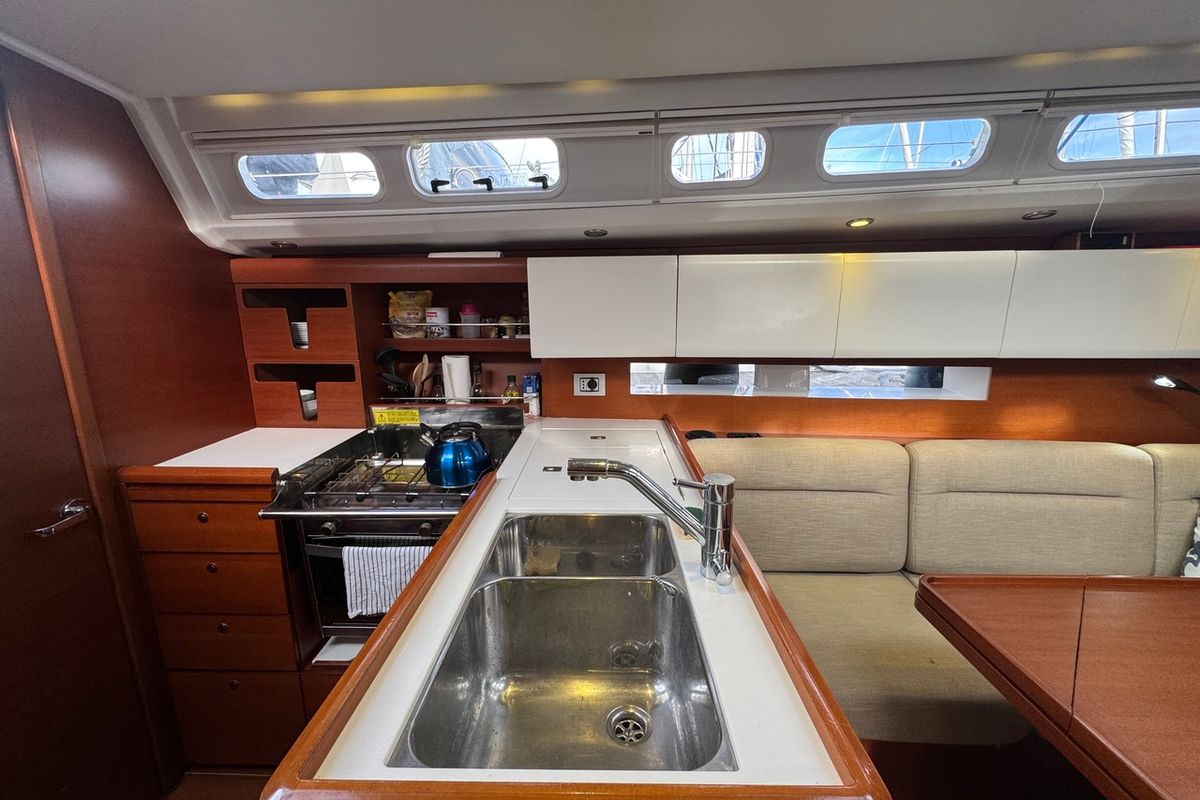 Galley of Placebo, a Cantiere Del Pardo (Grand Soleil) Grand Soleil 39 sailboat at La Rochelle, France
