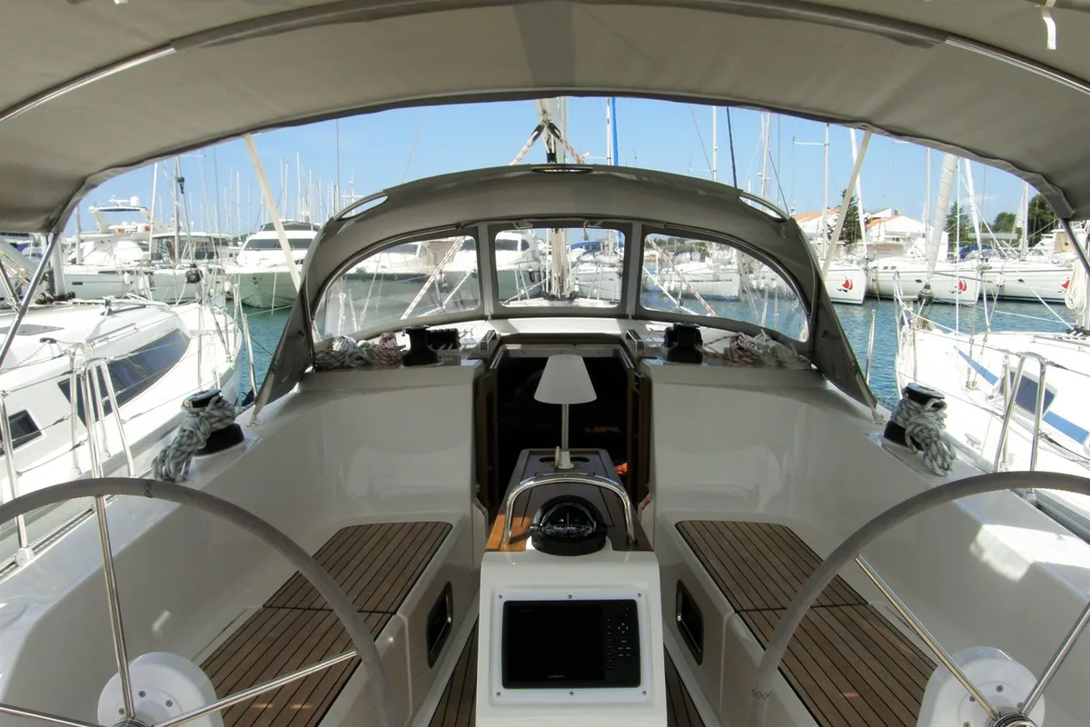 Cockpit of MH 58, a Bavaria Cruiser 41 sailboat at Murter, Croatia