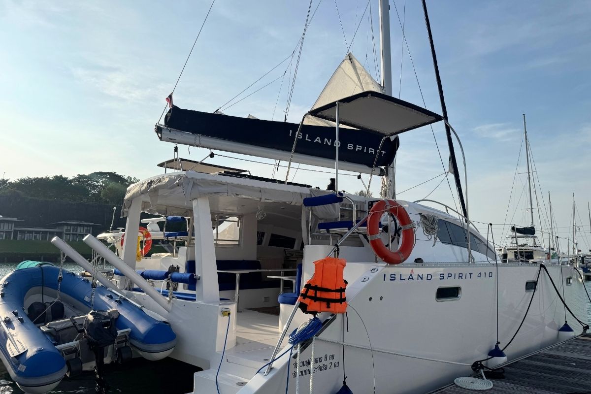 Exterior view of Gauthai, a Island Spirit Yachts Island Spirit 410 catamaran at Mai Khao, Thailand